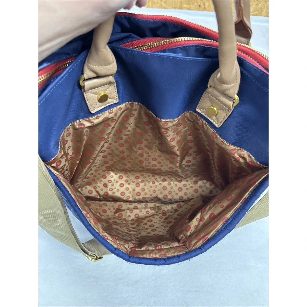 Maman New York Diaper Bag Navy Blue/ Beige Quilted Shoulder Bag Messenger Look